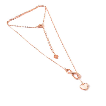 Rose Gold Infinity Heart Necklace | 925 Silver Pendant with CZ & Mother of Pearl | Symbol of Endless Love - Zirak Silver