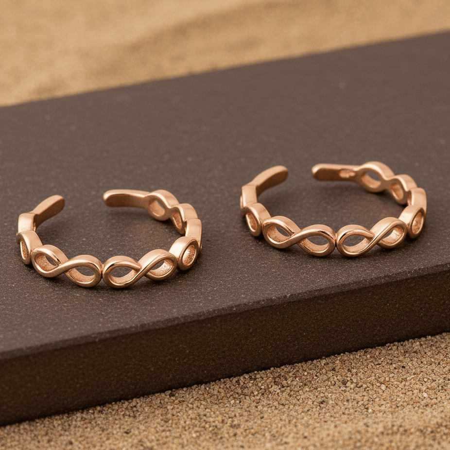 Rose Gold Infinity Toe Ring | 925 Sterling Silver Adjustable Toe Ring for Women - Zirak Silver