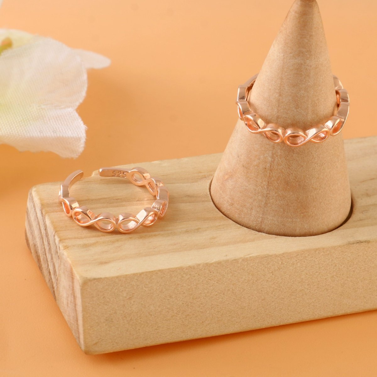 Rose Gold Infinity Toe Ring | 925 Sterling Silver Adjustable Toe Ring for Women - Zirak Silver