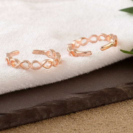 Rose Gold Infinity Toe Ring | 925 Sterling Silver Adjustable Toe Ring for Women - Zirak Silver