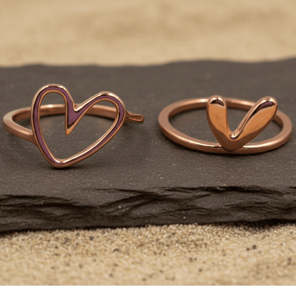 Rose Gold Open Heart Minimal Ring - Zirak Silver