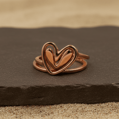 Rose Gold Open Heart Minimal Ring - Zirak Silver