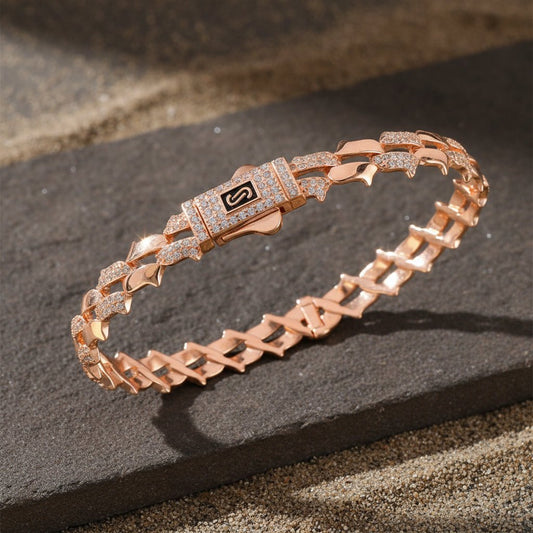 Rose Gold Plated CZ Link Bracelet in 925 Silver - Zirak Silver