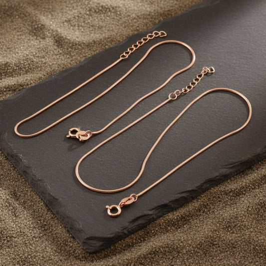 Rose Gold Plated Silver Snake Chain Anklet – Minimal Elegant Anklet for Women - Zirak Silver