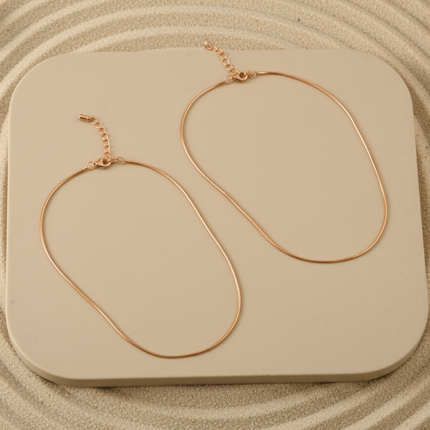 Rose Gold Snake Chain Anklet | Minimal Flat Chain Anklet | Elegant Everyday Jewelry - Zirak Silver