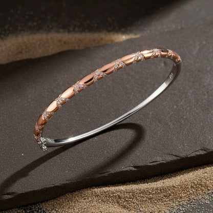 Rose Gold X - Pattern Silver Bacelet - Zirak Silver