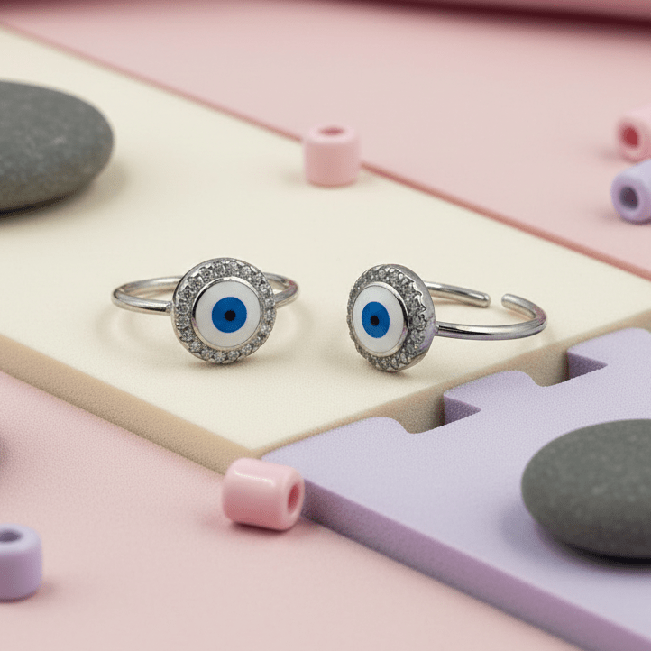 Round Evil Eye 925 Silver Toe Ring - Zirak Silver