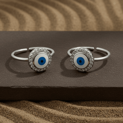 Round Evil Eye 925 Silver Toe Ring - Zirak Silver