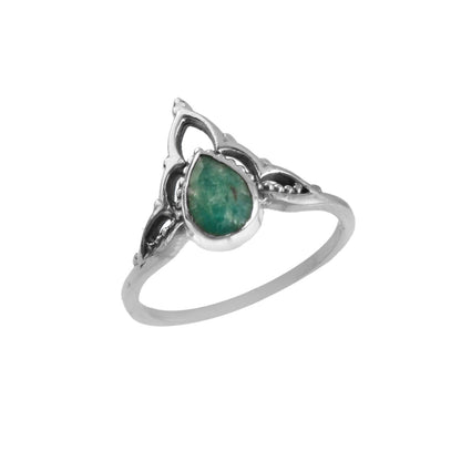 Royal Teardrop Emerald Ring - Zirak Silver