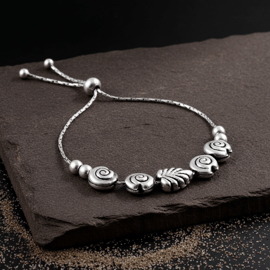 Saanjh Bracelet – Adjustable 925 Silver Floral Twirl Dainty Bracelet - Zirak Silver
