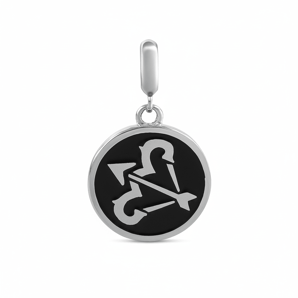 Sagittarius Zodiac Charm in Sterling Silver – Dual - Sided Enamel Pendant - Zirak Silver