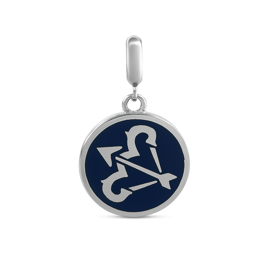 Sagittarius Zodiac Charm in Sterling Silver – Dual - Sided Enamel Pendant - Zirak Silver