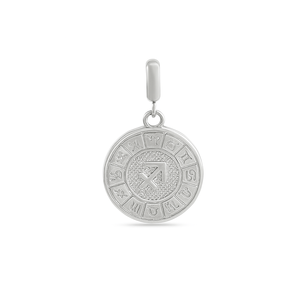 Sagittarius Zodiac Charm in Sterling Silver – Dual - Sided Enamel Pendant - Zirak Silver