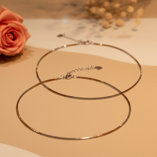 Sangam Two - Tone Anklet Set - Zirak Silver