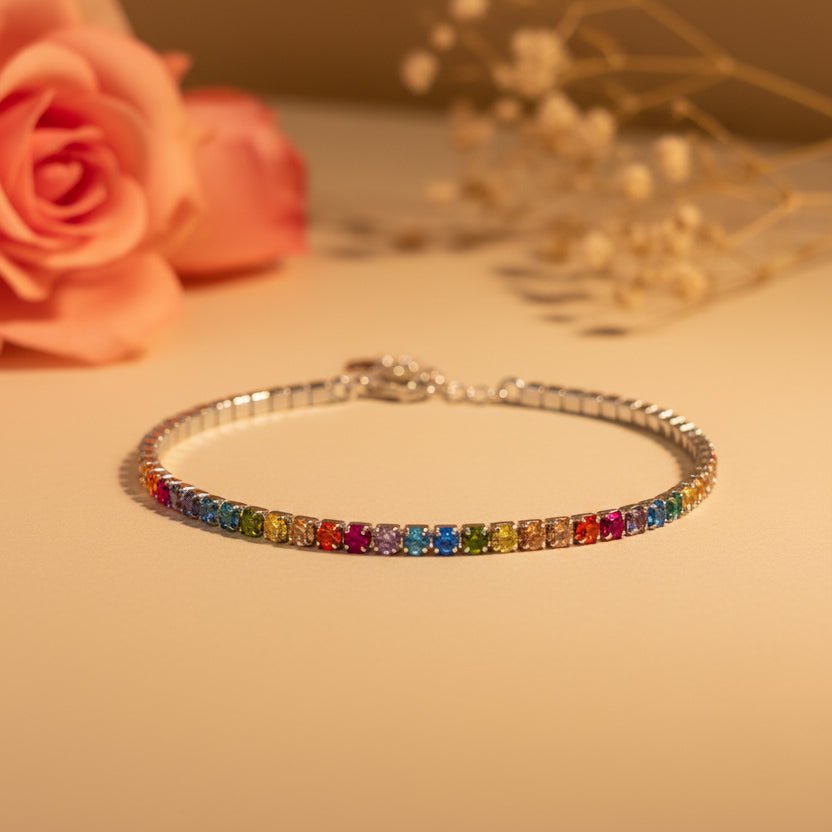 Satrangi Rainbow Tennis Bracelet - Zirak Silver