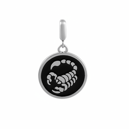 Scorpio Zodiac Charm in Sterling Silver – Dual - Sided Blue Enamel Pendant - Zirak Silver