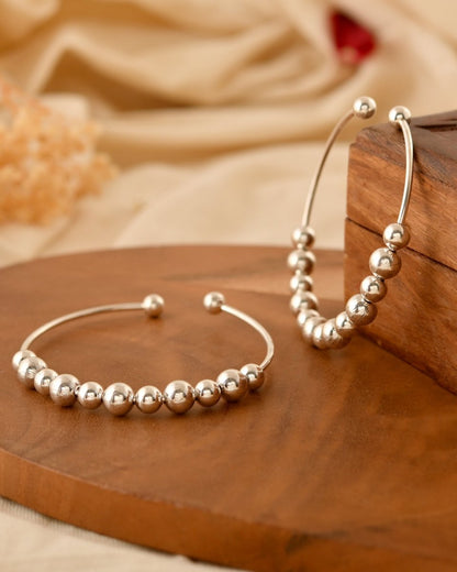 Sia Minimalist Beaded Silver Cuff - Zirak Silver