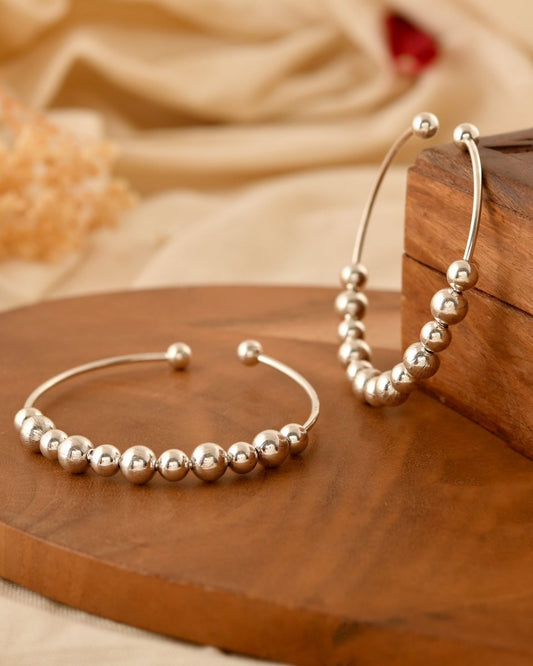 Sia Minimalist Beaded Silver Cuff - Zirak Silver