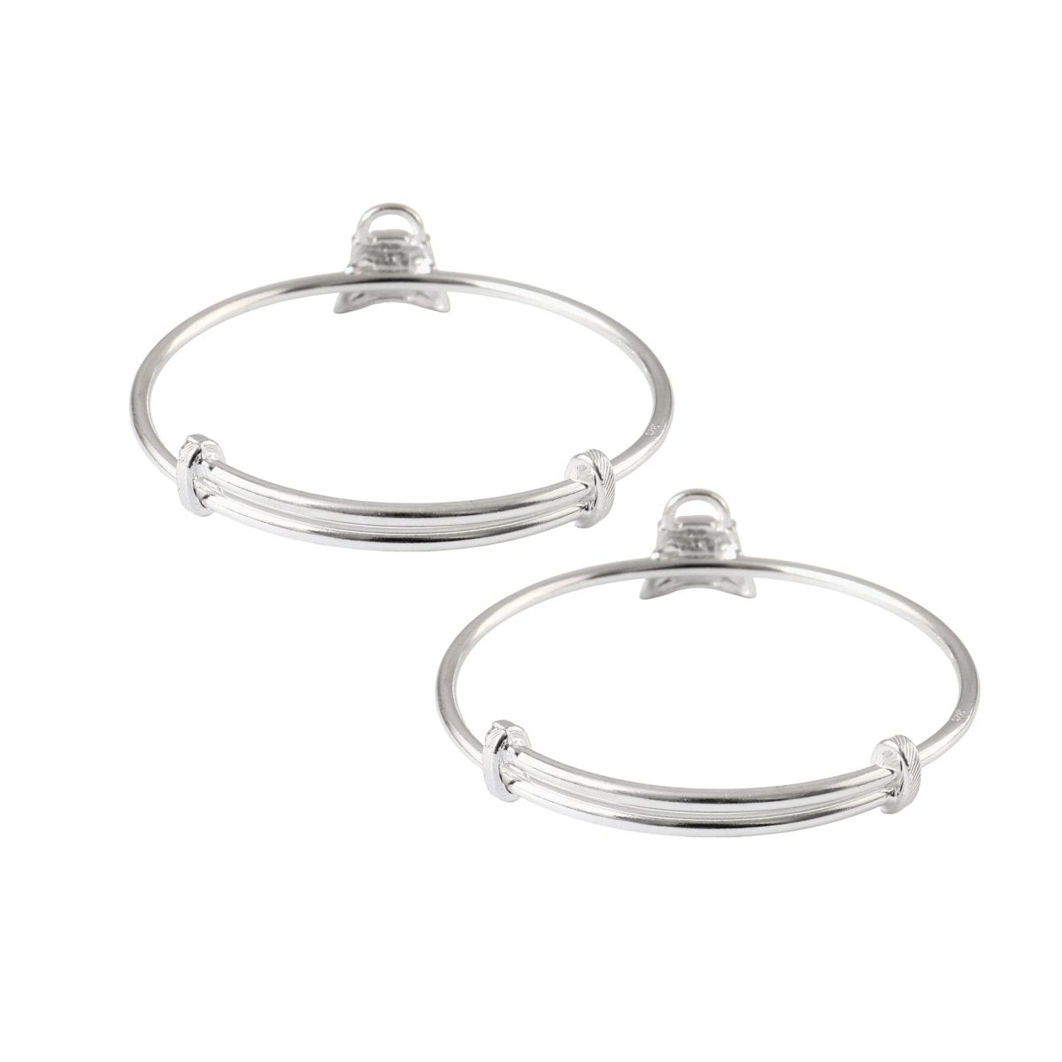 Silver Adjustable Bracelet Pair with Pink Handbag Charm - Zirak Silver