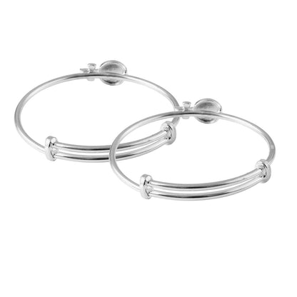 Silver Adjustable Bracelet Pair with Purple Swirl Candy Charm - Zirak Silver