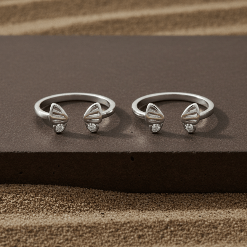 Silver Butterfly Wing Toe Ring - Zirak Silver