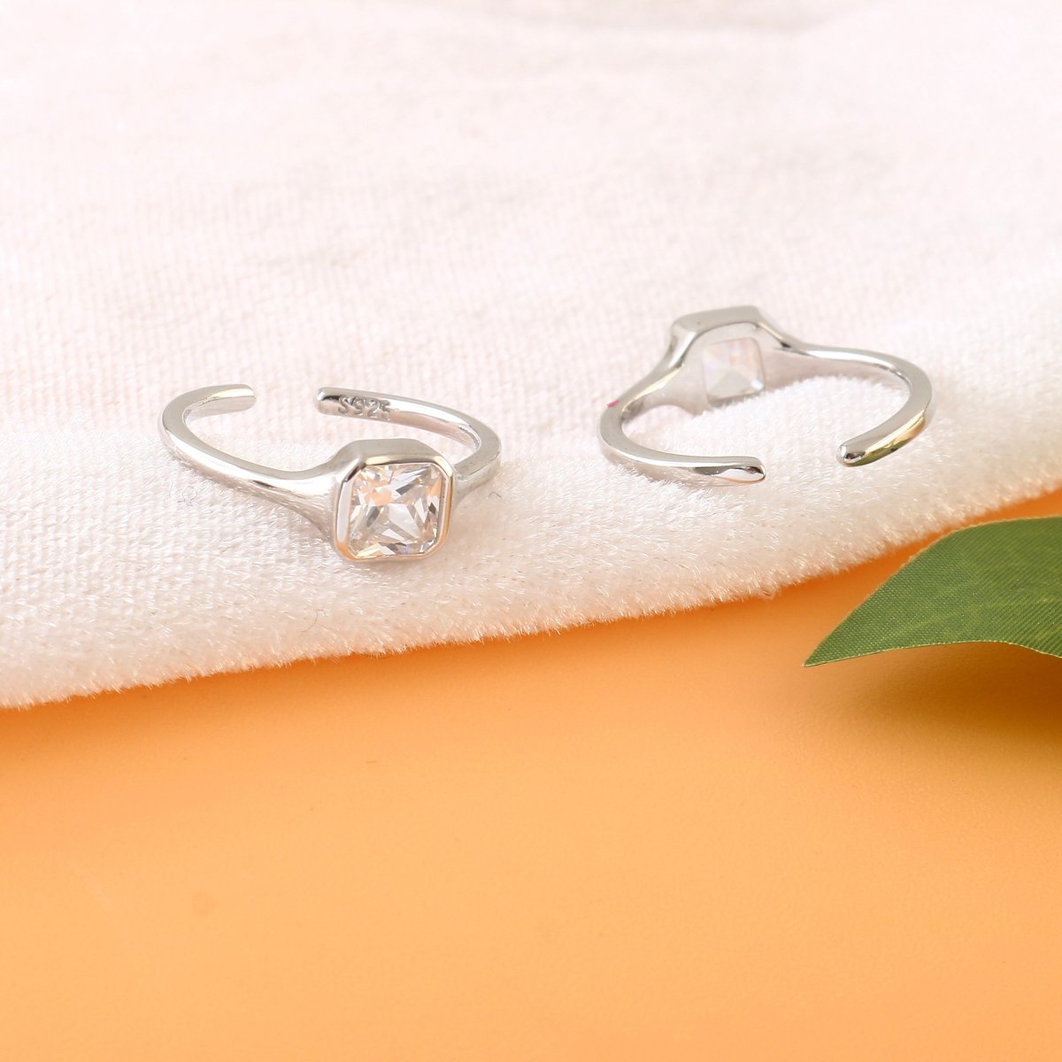 Silver Double Band Toe Ring | 925 Sterling Silver Adjustable Minimal Toe Ring for Women - Zirak Silver