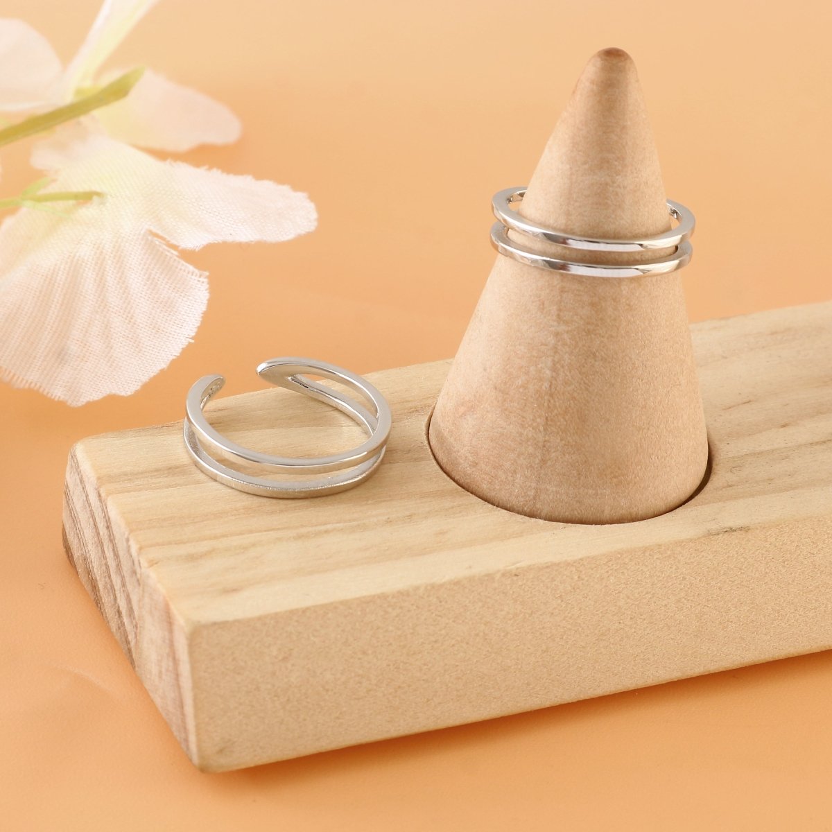 Silver Double Band Toe Ring | 925 Sterling Silver Adjustable Minimal Toe Ring for Women - Zirak Silver