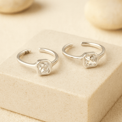 Silver Double Band Toe Ring | 925 Sterling Silver Adjustable Minimal Toe Ring for Women - Zirak Silver