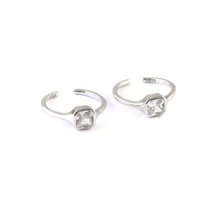 Silver Double Band Toe Ring | 925 Sterling Silver Adjustable Minimal Toe Ring for Women - Zirak Silver