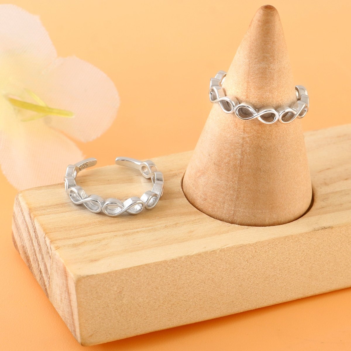 Silver Infinity Toe Ring | 925 Sterling Silver Adjustable Toe Ring for Women - Zirak Silver