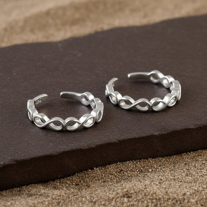 Silver Infinity Toe Ring | 925 Sterling Silver Adjustable Toe Ring for Women - Zirak Silver