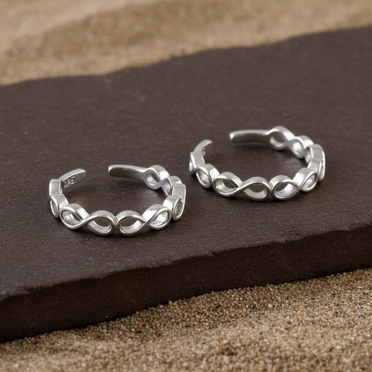 Silver Infinity Toe Ring | 925 Sterling Silver Adjustable Toe Ring for Women - Zirak Silver