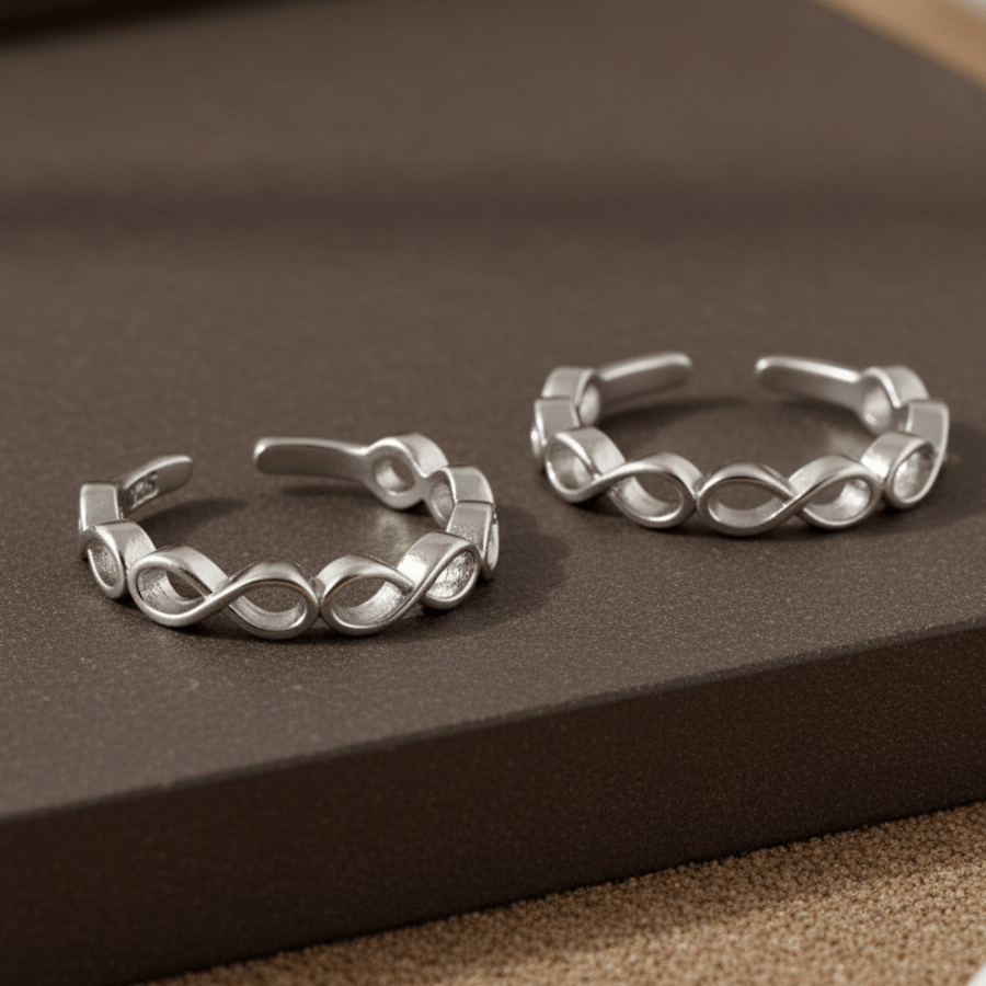 Silver Infinity Toe Ring | 925 Sterling Silver Adjustable Toe Ring for Women - Zirak Silver