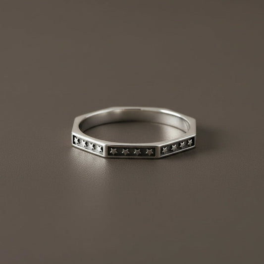 Silver Star Band Ring - Zirak Silver
