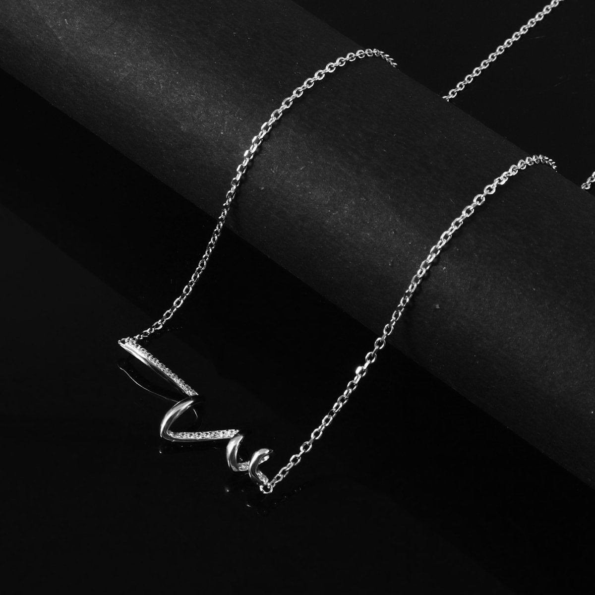 Silver Zig - Zag Pendant Necklace - Zirak Silver