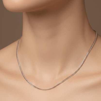 Sleek 925 Silver Mini Curb Chain Necklace - Zirak Silver