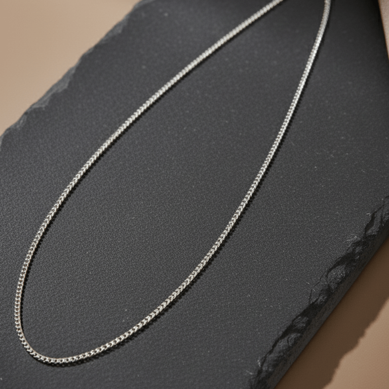 Sleek 925 Silver Mini Curb Chain Necklace - Zirak Silver