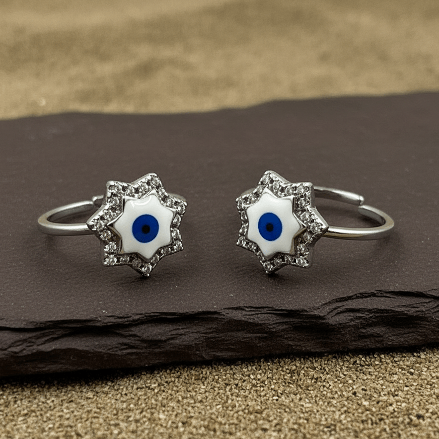 Star Evil Eye 925 Silver Toe Ring - Zirak Silver