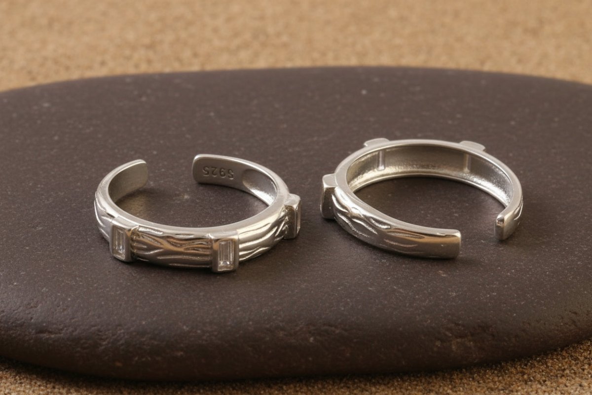 Sterling Silver 925 Adjustable Geometric Toe Ring – Minimalist Summer Jewelry - Zirak Silver