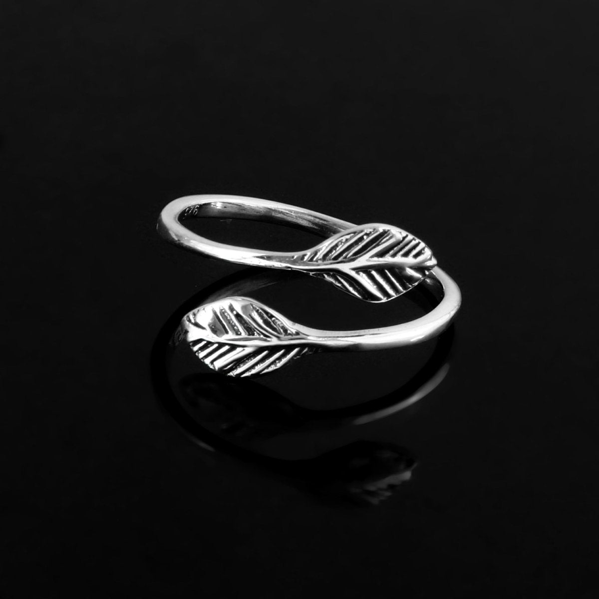 Sterling Silver Adjustable Feather Ring - Zirak Silver