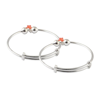 Sterling Silver Baby Bracelet Pair with Cute Monkey Charm - Zirak Silver