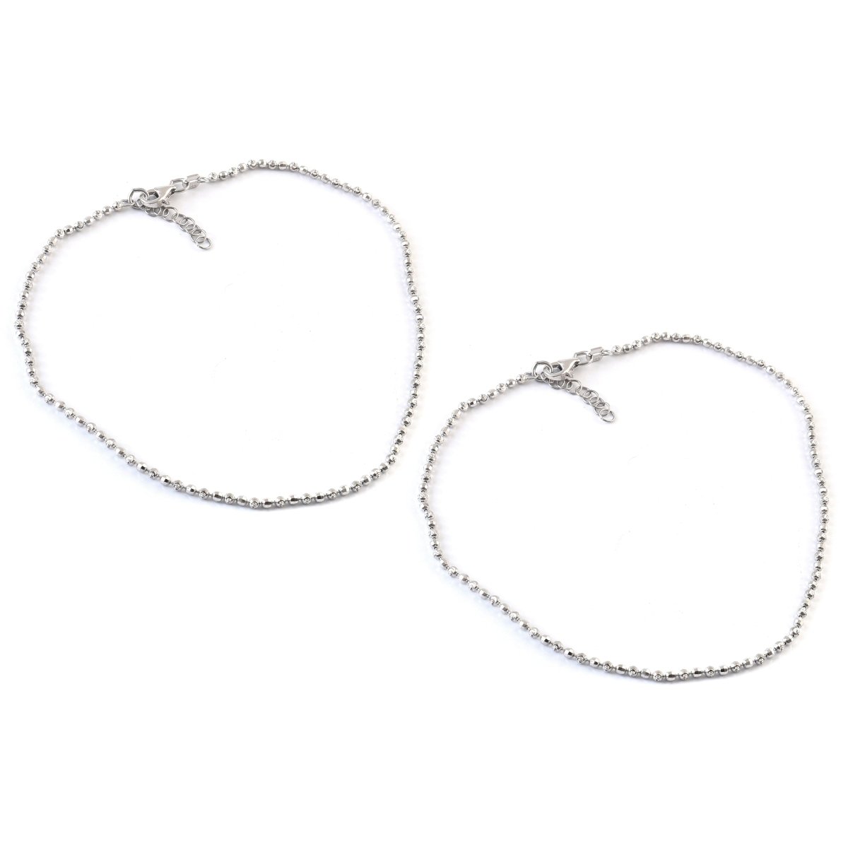 Sterling Silver Beaded Anklet | Adjustable Ball Chain Anklet | Minimal Everyday Jewelry - Zirak Silver