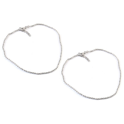 Sterling Silver Beaded Anklet | Adjustable Ball Chain Anklet | Minimal Everyday Jewelry - Zirak Silver