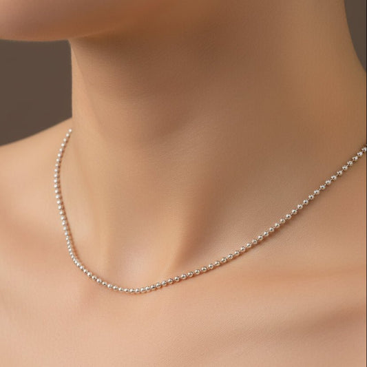 Sterling Silver Beaded Chain | 925 Silver Ball Chain Necklace for Men & Women - Zirak Silver