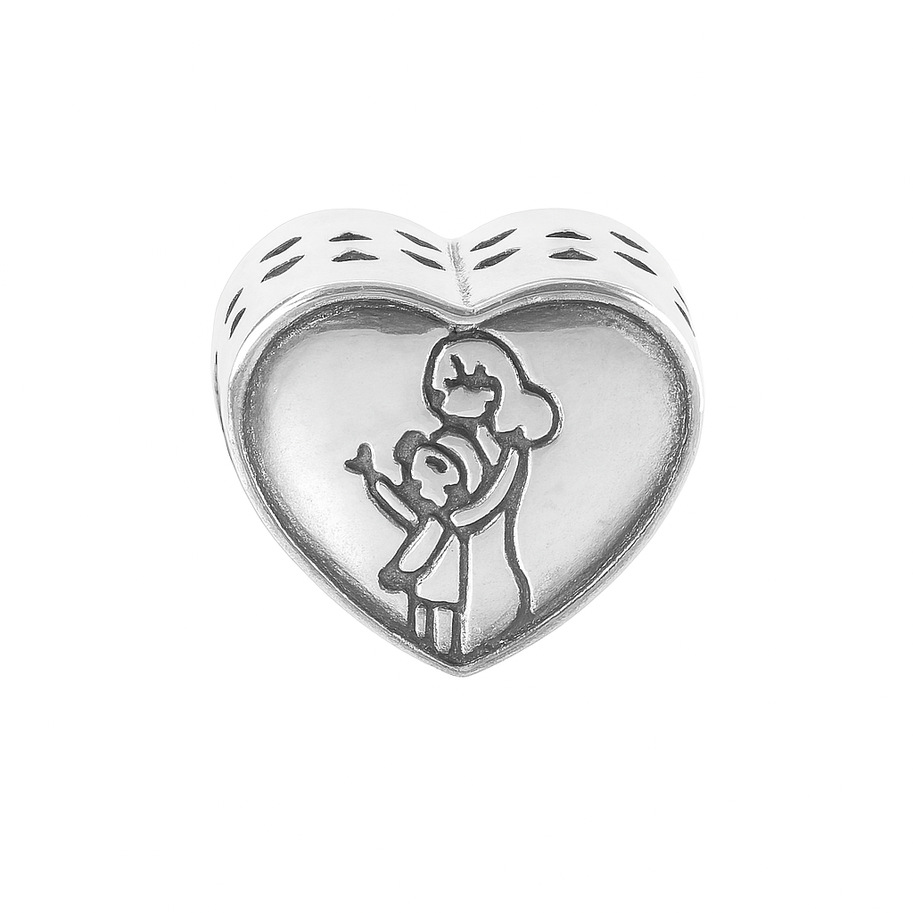 Sterling Silver Best Mom Heart Charm – Mother Daughter Love Bead - Zirak Silver