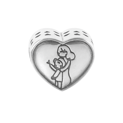 Sterling Silver Best Mom Heart Charm – Mother Daughter Love Bead - Zirak Silver