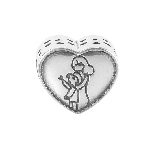 Sterling Silver Best Mom Heart Charm – Mother Daughter Love Bead - Zirak Silver