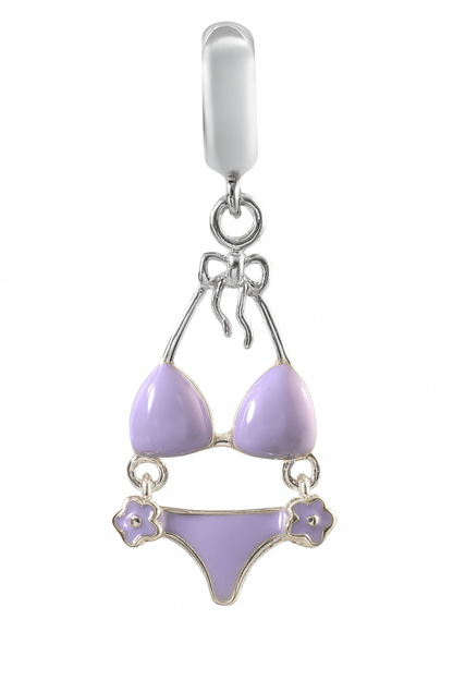 Sterling Silver Bikini Charm Pendant with Purple Enamel – 925 Silver Summer Jewelry - Zirak Silver