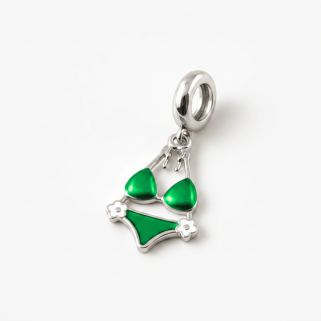 Sterling Silver Bikini Charm Pendant with Purple Enamel – 925 Silver Summer Jewelry - Zirak Silver