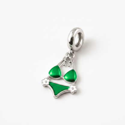 Sterling Silver Bikini Charm Pendant with Purple Enamel – 925 Silver Summer Jewelry - Zirak Silver